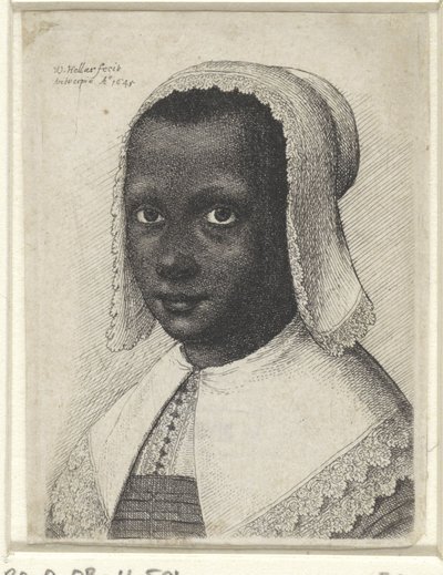 Portret młodej czarnej kobiety, 1645 autorstwa Wenceslaus Hollar