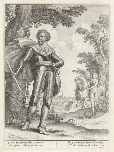 Portret van Frederik Hendrik, prins van Oranje Historia wkroczenia Królowej Matki Króla Najbardziej Chrześcijańskiego do Zjednoczonych Prowincji Niderlandów. (tytuł serii) autorstwa Wenceslaus Hollar