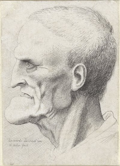Portret starca z wyraźnym podbródkiem autorstwa Wenceslaus Hollar