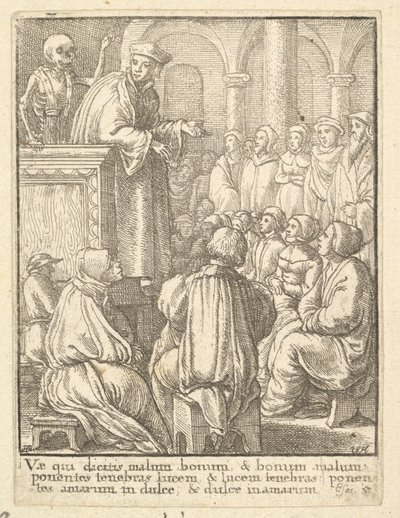 Kaznodzieja, z Tańca Śmierci, 1651. autorstwa Wenceslaus Hollar