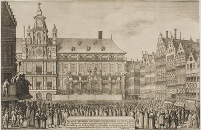 Ogłoszenie traktatu z Münster autorstwa Wenceslaus Hollar