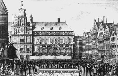Proklamacja pokoju westfalskiego w 1648 r. rycina F. Wyngaerde autorstwa Wenceslaus Hollar