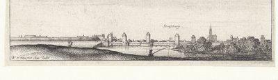 Krajobraz rzeki z widokiem na Strasburg Widoki na rzekę w Niemczech i Niderlandach (tytuł serii) autorstwa Wenceslaus Hollar