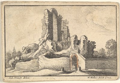 Ruiny i zakratowana brama na wzgórzu Esquiline w Rzymie, 1673. autorstwa Wenceslaus Hollar