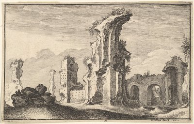 Ruiny St Croix de Jerusalem, XVII wiek. autorstwa Wenceslaus Hollar