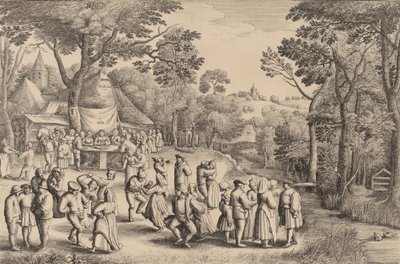 Rustykalny taniec weselny, 1650. autorstwa Wenceslaus Hollar
