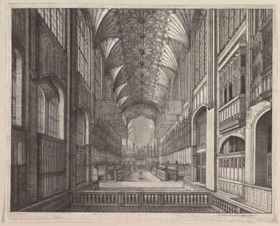 Chór kaplicy św. Jerzego, Windsor, 1663. autorstwa Wenceslaus Hollar