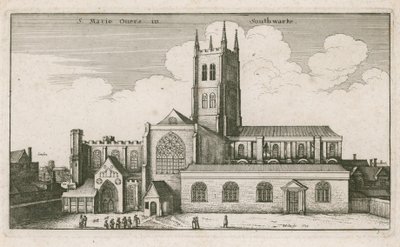 St Mary Overies, Southwark, Londyn; rysunek datowany na 1647 autorstwa Wenceslaus Hollar