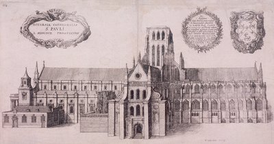 Stara katedra św. Pawła, Londyn, 1656 r autorstwa Wenceslaus Hollar
