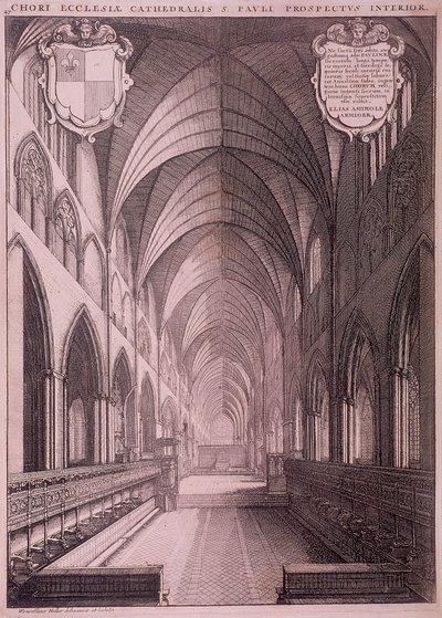 Stara katedra św. Pawła, Londyn, c1658 autorstwa Wenceslaus Hollar