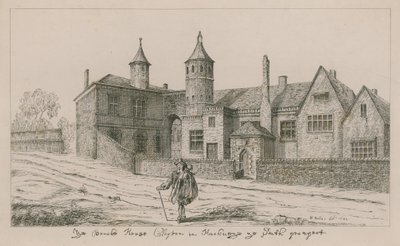Brooke House, Clopton w Hackney, południowy aspekt autorstwa Wenceslaus Hollar