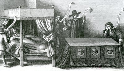 Śmierć króla Jakuba Pierwszego, 1625 autorstwa Wenceslaus Hollar