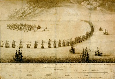 Angielska marynarka wojenna przed Vly autorstwa Wenceslaus Hollar