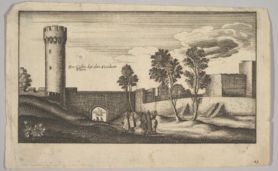 Wieża Kuniberta niedaleko Kolonii kopia, 1625-77. autorstwa Wenceslaus Hollar