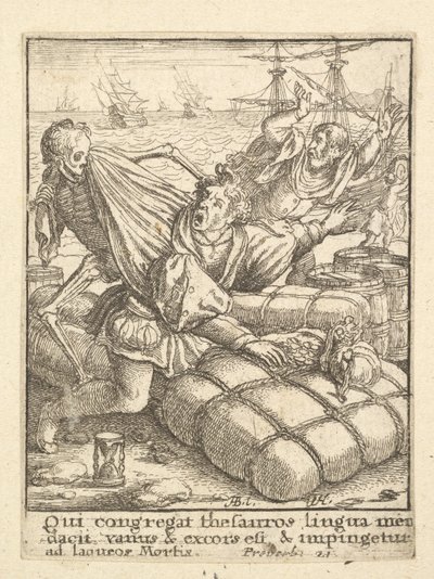Kupiec, z Tańca śmierci, 1651. autorstwa Wenceslaus Hollar
