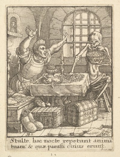 Skąpiec, z Tańca śmierci, 1651. autorstwa Wenceslaus Hollar