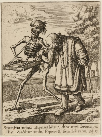Stary człowiek i śmierć autorstwa Wenceslaus Hollar