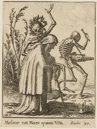 Stara kobieta i śmierć autorstwa Wenceslaus Hollar