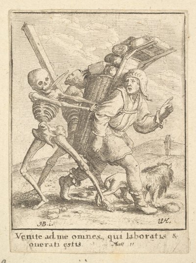Pedlar, z Tańca Śmierci, 1651. autorstwa Wenceslaus Hollar