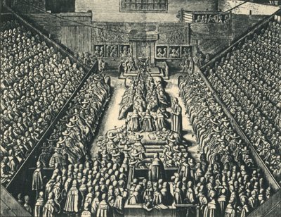 „Proces hrabiego Strafforda w Westminster Hall, 1641”, 1947. autorstwa Wenceslaus Hollar