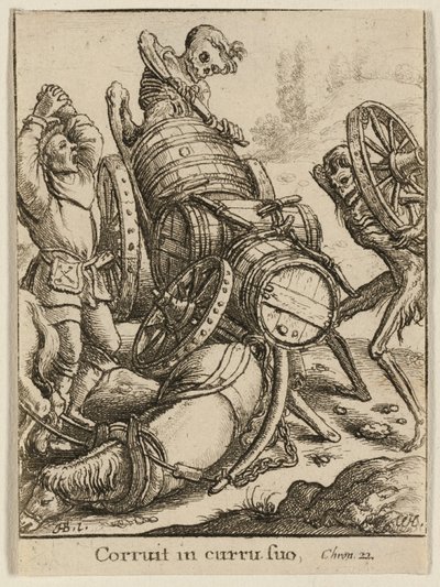 Woźnica i śmierć autorstwa Wenceslaus Hollar