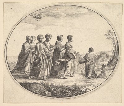 Córki Aglaury Mercury i Herse, ca. 1646. autorstwa Wenceslaus Hollar