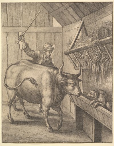 Pies w żłobie z ilustracji do sopics: Or A Second Collection..., 1666 Johna Ogilbysa. autorstwa Wenceslaus Hollar