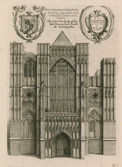 Zachodnia perspektywa późnego kościoła konwentualnego Westminster w Londynie autorstwa Wenceslaus Hollar