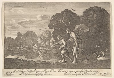 Tobiasz i anioł, 1644-52. autorstwa Wenceslaus Hollar