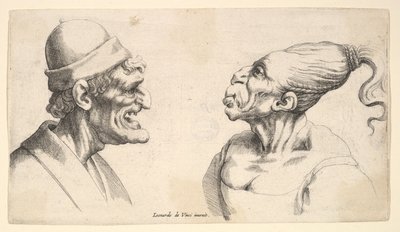 Dwie zdeformowane głowy, 1625-77. autorstwa Wenceslaus Hollar