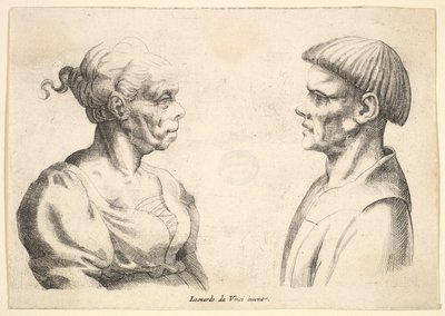 Dwie głowy, 1625-77. autorstwa Wenceslaus Hollar