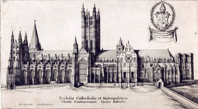 Widok katedry w Canterbury od południa, ok. 1638-66 autorstwa Wenceslaus Hollar