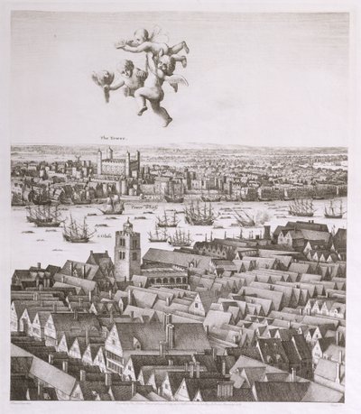 Widok Londynu, opublikowano 1647 (kopia faksymile) (szczegół) autorstwa Wenceslaus Hollar