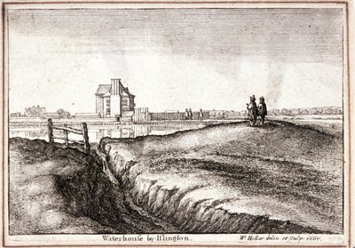 Widok obszaru wokół New River Head, Finsbury, Londyn, 1665 autorstwa Wenceslaus Hollar
