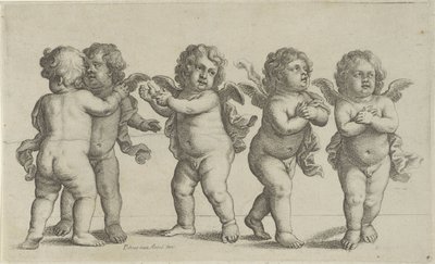 Pięć Cherubinów Pedopaegion (tytuł serii) autorstwa Wenceslaus Hollar
