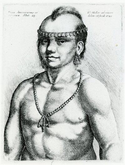 Indianin z Wirginii, 1645 autorstwa Wenceslaus Hollar