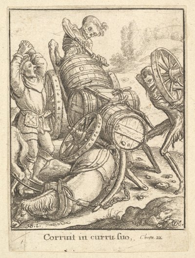 Waggoner, z Tańca śmierci, 1651. autorstwa Wenceslaus Hollar
