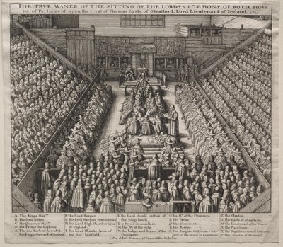 Westminster Hall, wnętrze, z procesem hrabiego Strafford autorstwa Wenceslaus Hollar