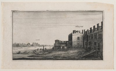 Whitehall znad rzeki, Lambeth w oddali autorstwa Wenceslaus Hollar