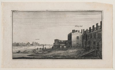 Whitehall znad rzeki, Lambeth w oddali. autorstwa Wenceslaus Hollar