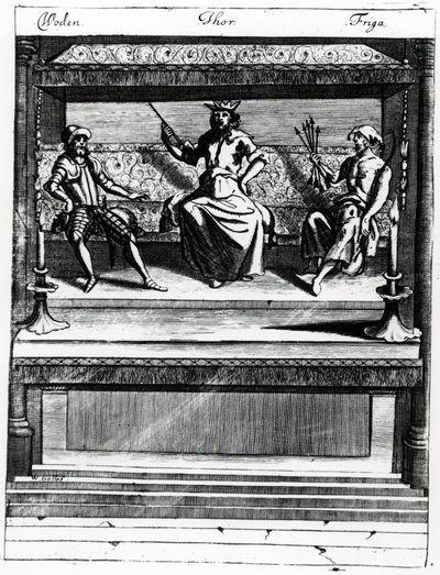 Woden, Thor i Friga autorstwa Wenceslaus Hollar