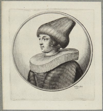 Kobieta w spiczastej futrzanej czapce autorstwa Wenceslaus Hollar