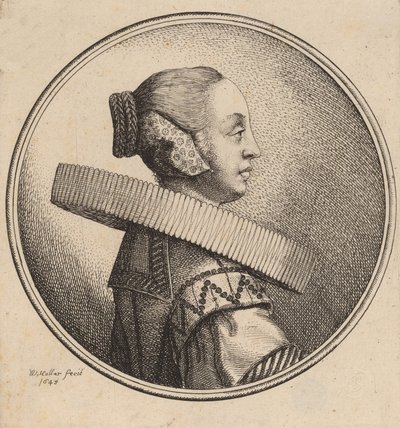 Kobieta z kryzą w profilu, 1643. autorstwa Wenceslaus Hollar