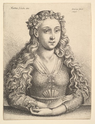 Kobieta z wieńcem z liści dębu, 1646. autorstwa Wenceslaus Hollar