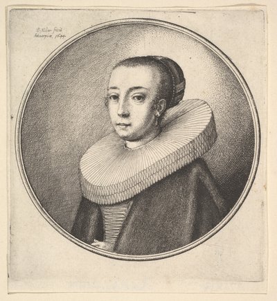 Kobieta z okrągłą koronkową kryzą, 1644. autorstwa Wenceslaus Hollar