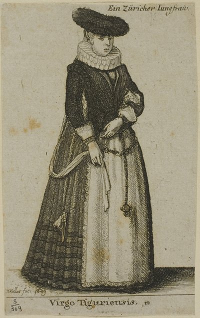 Młoda kobieta z Zurychu autorstwa Wenceslaus Hollar