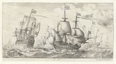 Bitwa morska Pejzaże morskie (tytuł serii) autorstwa Wenceslaus Hollar