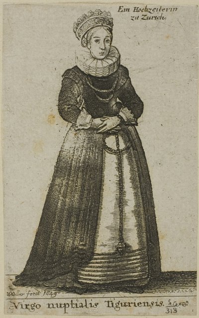 Zurych Kobieta w sukni ślubnej autorstwa Wenceslaus Hollar