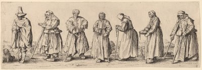 Żebracy mężczyźni i kobiety autorstwa Wenceslaus Hollar after Jacques Callot