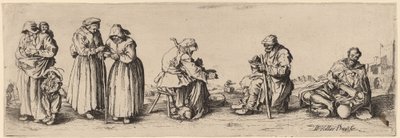 Sześciu żebraków mężczyzn i kobiet autorstwa Wenceslaus Hollar after Jacques Callot